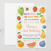 Verjaardagsuitnodiging voor tropische vruchten kaart (Voorkant / Achterkant)