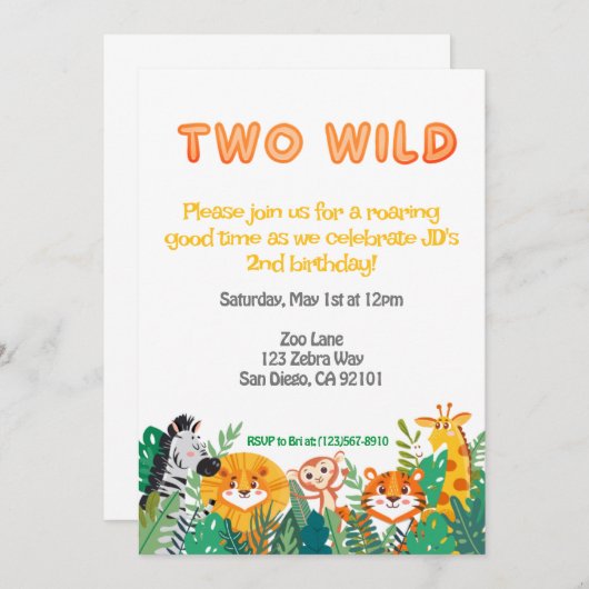 Verjaardagsuitnodiging voor twee wilde jongens kaart (Voorkant / Achterkant)