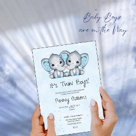 Verjaardagsuitnodiging voor tweeling baby shower m bedankkaart