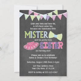 Verjaardagsuitnodiging voor tweelingen | Tutus en  Kaart