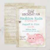 Verjaardagsuitnodiging voor varken- en webschuur kaart (Voorkant / Achterkant)
