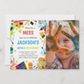 Verjaardagsuitnodiging voor verfpainty met foto kaart (Voorkant)