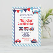 Verjaardagsuitnodiging voor vervoer / treinuitnodi kaart (Staand voorkant)