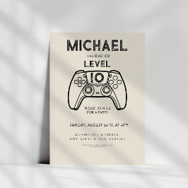 Verjaardagsuitnodiging voor videogame-feestje: lev kaart