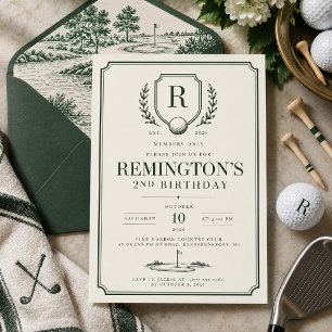 Verjaardagsuitnodiging voor vintage golf kaart