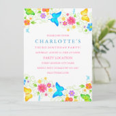  verjaardagsuitnodiging voor vlinders kaart (Staand voorkant)