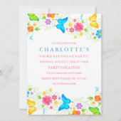  verjaardagsuitnodiging voor vlinders kaart (Voorkant)