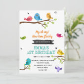 verjaardagsuitnodiging voor vogels bedankkaart (Staand voorkant)