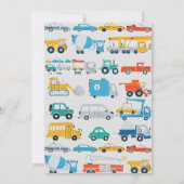 Verjaardagsuitnodiging voor vrachtwagens en auto's kaart (Achterkant)