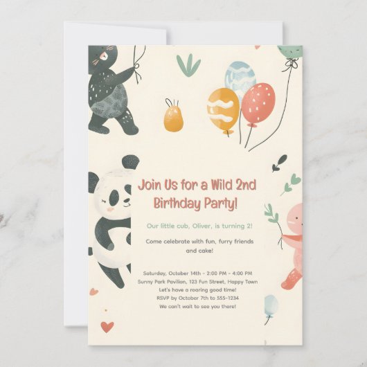 Verjaardagsuitnodiging voor vrienden van wilde die kaart (Voorkant)