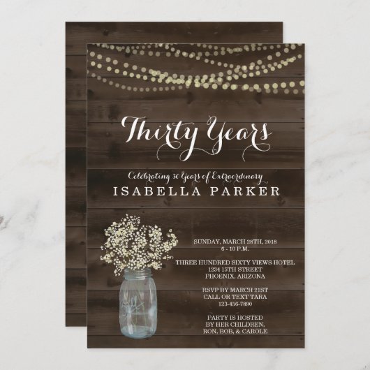 Verjaardagsuitnodiging voor vrouwen | Rustic Babys Kaart (Voorkant / Achterkant)