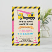 verjaardagsuitnodiging voor vuilniswagen kaart (Staand voorkant)