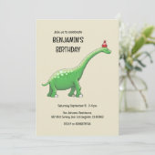 Verjaardagsuitnodiging voor Walter de Dinosaur Kaart (Staand voorkant)