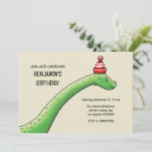 Verjaardagsuitnodiging voor Walter de Dinosaur Kaart (Staand voorkant)