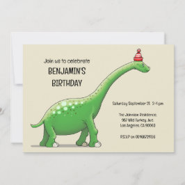 Verjaardagsuitnodiging voor Walter de Dinosaur Kaart