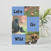 Verjaardagsuitnodiging voor Wild Animal Zoo Kaart (Staand voorkant)