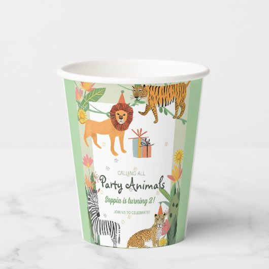 Verjaardagsuitnodiging voor wild Oerwoud Papieren Bekers (Voorkant)