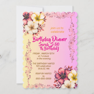 Verjaardagsuitnodiging voor wilde bloementuin, bew save the date