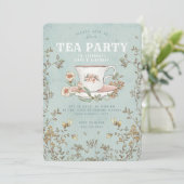 Verjaardagsuitnodiging voor Wildflower-theepartij Kaart (Staand voorkant)
