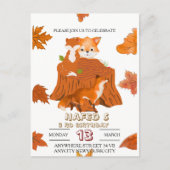 Verjaardagsuitnodiging voor Woodland Animals: Herf Briefkaart (Voorkant)