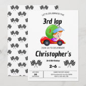 Verjaardagsuitnodiging voor Zooming Racer Kaart (Voorkant / Achterkant)