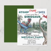 Verjaardagsuitnodiging watercolor dinosaurus-feest (Voorkant / Achterkant)