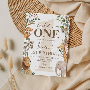 Verjaardagsuitnodiging Wild One Safari Jungle Kaart