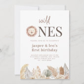 Verjaardagsuitnodiging Wild Ones Twins Neutrale Bl Kaart (Voorkant)