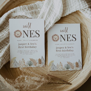 Verjaardagsuitnodiging Wild Ones Twins Neutrale Bl Kaart