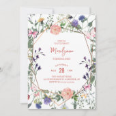Verjaardagsuitnodiging 'Wilde Bloem Boho' 1e verja Kaart (Voorkant)