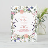 Verjaardagsuitnodiging 'Wilde Bloem Boho' 1e verja Kaart (Staand voorkant)