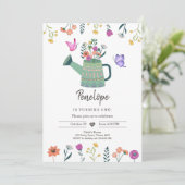 Verjaardagsuitnodiging wilde bloem Meisje Tuin Blo Kaart (Staand voorkant)