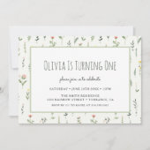 Verjaardagsuitnodiging Wildflower Garden Girl 1e v Kaart (Voorkant)