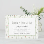 Verjaardagsuitnodiging Wildflower Garden Girl 1e v Kaart (Staand voorkant)