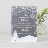 VERJAARDAGSUITNODIGING - Winter Sneeuwvlok Verjaar Kaart (Staand voorkant)