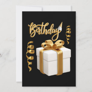 Verjaardagsuitnodiging Witte Goud Kaart