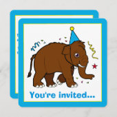 Verjaardagsuitnodiging Wolharige Mammoet Kaart (Voorkant / Achterkant)