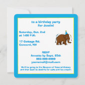 Verjaardagsuitnodiging Wolharige Mammoet Kaart (Achterkant)