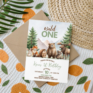 Verjaardagsuitnodiging 'Woodland Wild One' Jongen Kaart