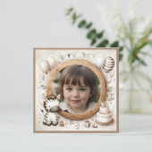 Verjaardagsuitnodiging Zebra Lijst voor foto Kaart (Staand voorkant)