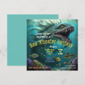 Verjaardagsuitnodiging Zee Monster Fantasy Kaart (Voorkant / Achterkant)