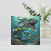 Verjaardagsuitnodiging Zee Monster Fantasy Kaart (Staand voorkant)