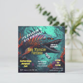 Verjaardagsuitnodiging Zee Monster Fantasy Kaart (Staand voorkant)