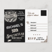 Verjaardagsuitnodiging zwart & wit vintage briefkaart (Voorkant)