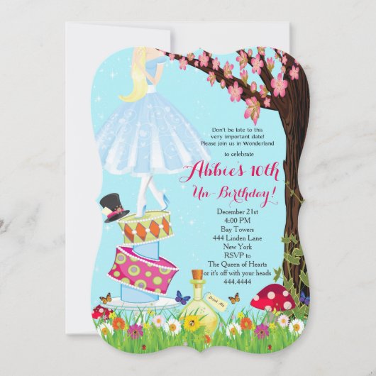 Verjaardagsuitnodigingen Alice in Wonderland Kaart (Voorkant)