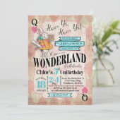 Verjaardagsuitnodigingen Alice in Wonderland Kaart (Staand voorkant)
