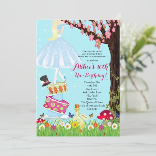 Verjaardagsuitnodigingen Alice in Wonderland Kaart (Staand voorkant)