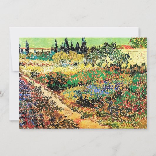 Verjaardagsuitnodigingen. Bloeiende tuin met pad Kaart (Voorkant)