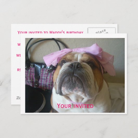 Verjaardagsuitnodigingen briefkaarten (Voorkant / Achterkant)