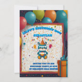 Verjaardagsuitnodigingen feesttijden en adres kaart (Voorkant)